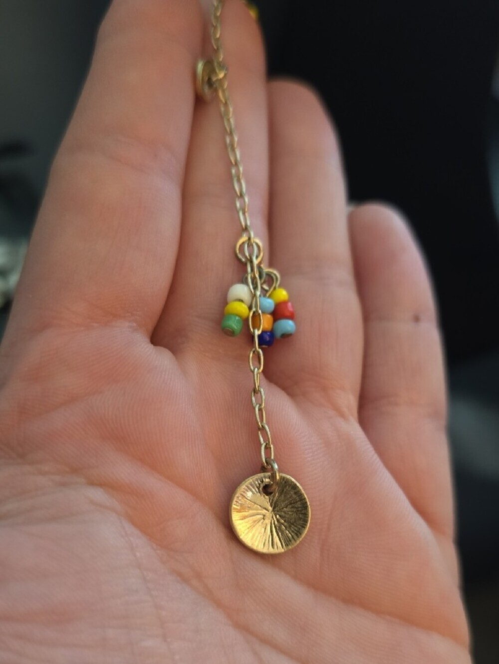 Gold Tone Multi-Color Beaded Lariat Necklace - Picture 8 of 8